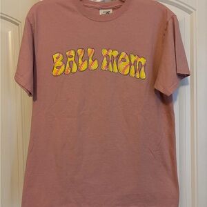 Simply Southern Ball Mom T-Shirt - Mauve and Yellow